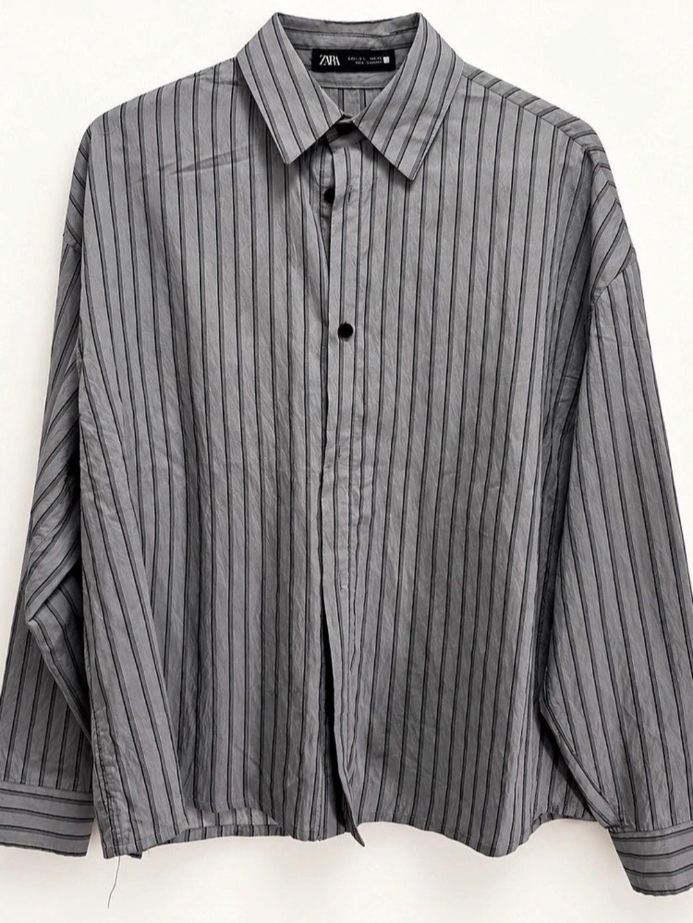 Zara Striped Button Down in Gray & Black Size Medium